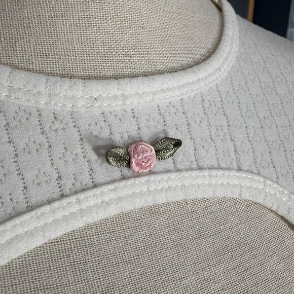 Sandy Liang Cut-Out Orbit Top size S small off-white pointelle ribbed knit shirt - Picture 6 of 10